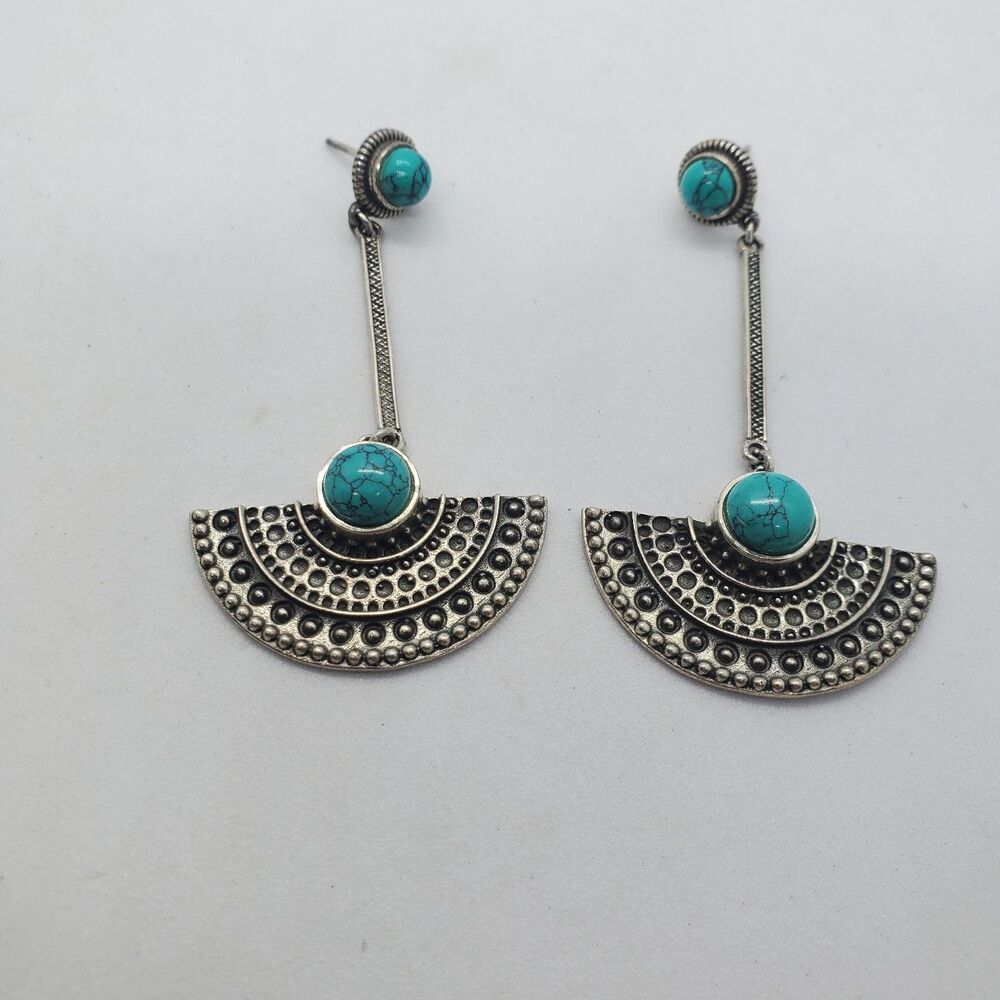 Sterling Silver Dyed Howlite Drop Earrings